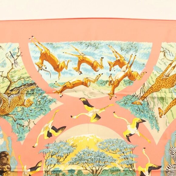 HERMES Carre 90 Scarf ""TANZANIE"" Silk Pink Auth - Picture 3 of 16